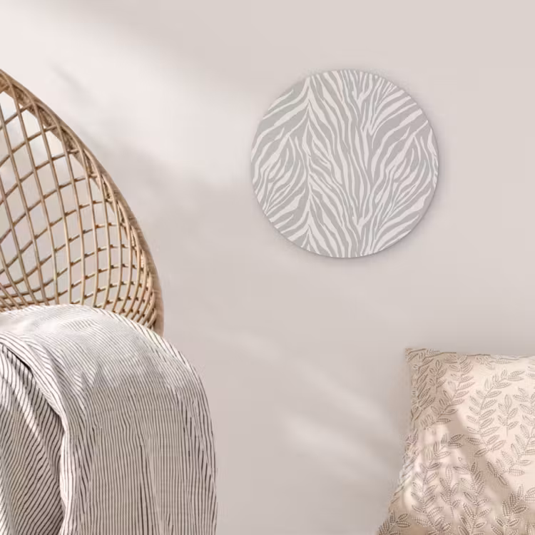 Zebra - Motief - Grijs Akoestische PET Vilt - Rond klein 838 -sfeer4