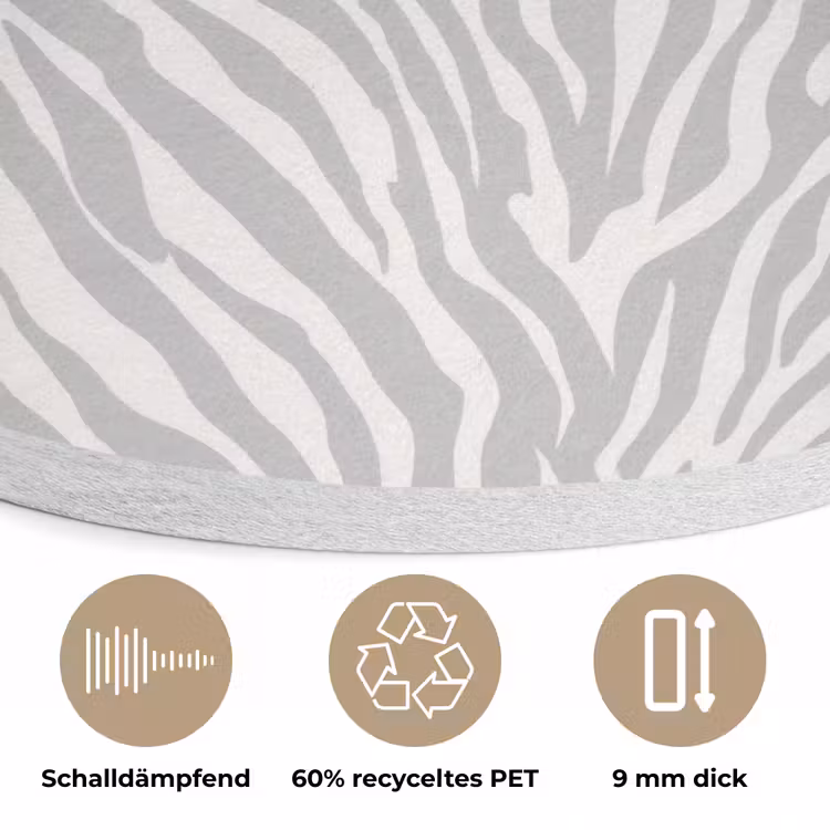 Zebra - Motief - Grijs Akoestische PET Vilt - Rond klein 838 -closeup_DE