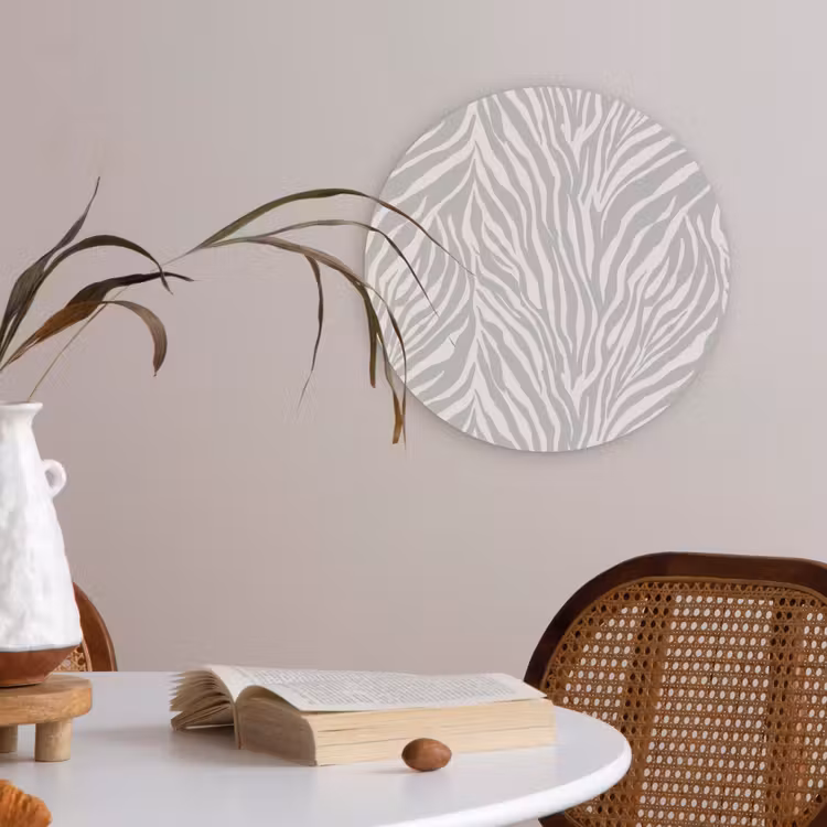 Zebra - Motief - Grijs Akoestische PET Vilt - Rond klein 838 -sfeer3