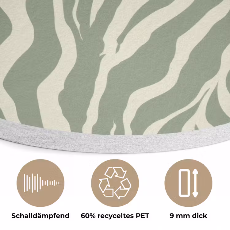 Zebra - Motief - Groen Akoestische PET Vilt - Rond klein 838 -closeup_DE