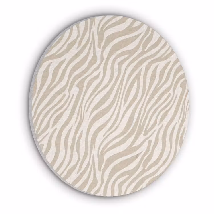 Zebra - Patroon - Beige Akoestische PET Vilt - Rond klein 838 -3d