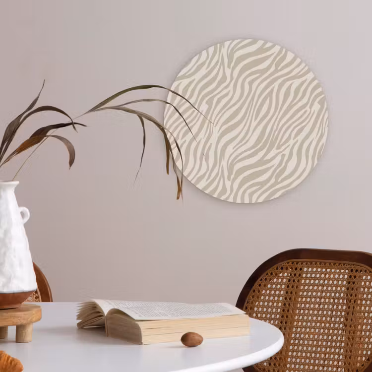 Zebra - Patroon - Beige Akoestische PET Vilt - Rond klein 838 -sfeer3