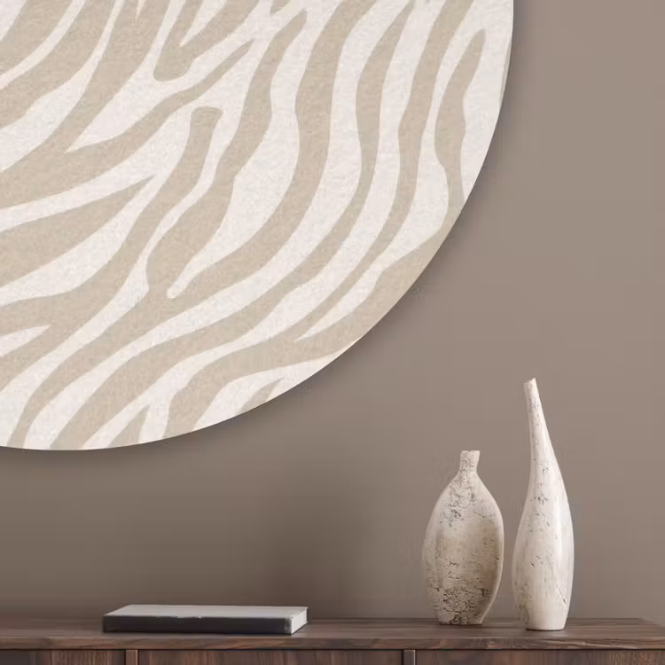 Zebra - Patroon - Beige Akoestische PET Vilt - Rond klein 838 -sfeer5_closeup