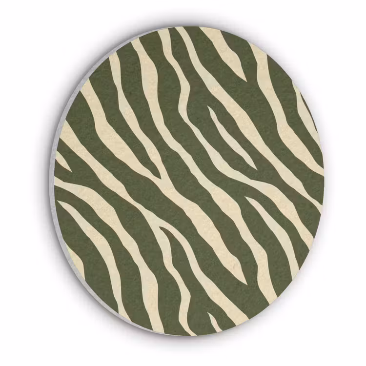Zebra - Patroon - Groen Akoestische PET Vilt - Rond klein 838 -3d