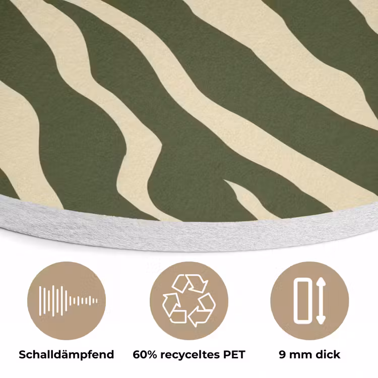 Zebra - Patroon - Groen Akoestische PET Vilt - Rond klein 838 -closeup_DE