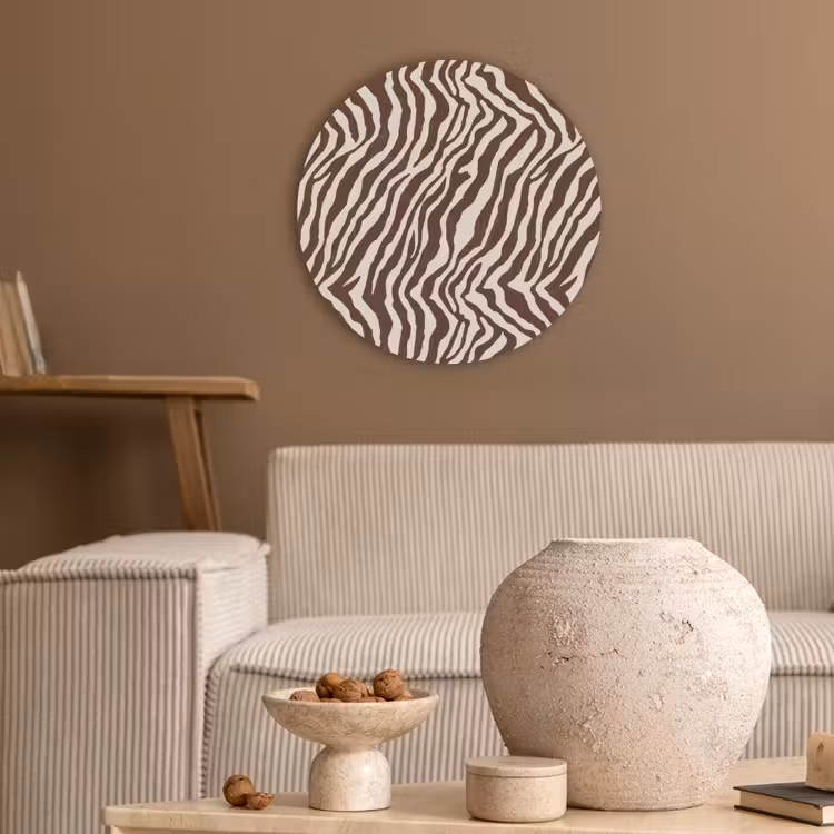 Zebra - Patroon - Zwart - Wit Akoestische PET Vilt - Rond klein 838 -sfeer1