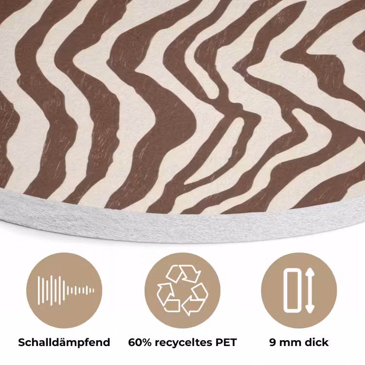 Zebra - Patroon - Zwart - Wit Akoestische PET Vilt - Rond klein 838 -closeup_DE