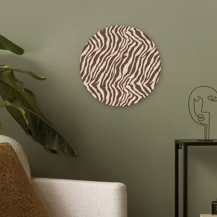 Zebra - Patroon - Zwart - Wit Akoestische PET Vilt - Rond klein 838 -sfeer2