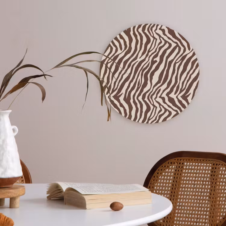 Zebra - Patroon - Zwart - Wit Akoestische PET Vilt - Rond klein 838 -sfeer3