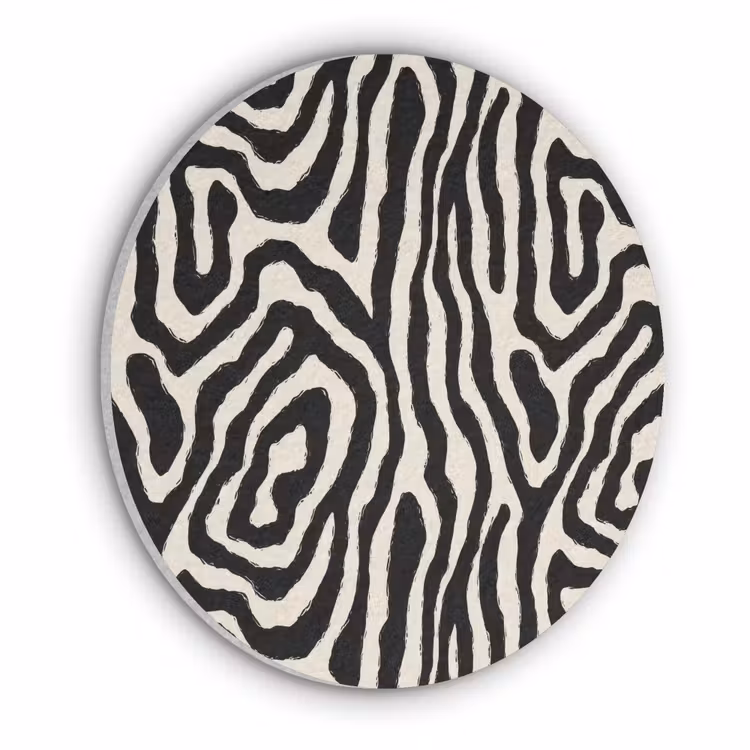 Zebra - Zwart - Abstract Akoestische PET Vilt - Rond klein 838 -3d