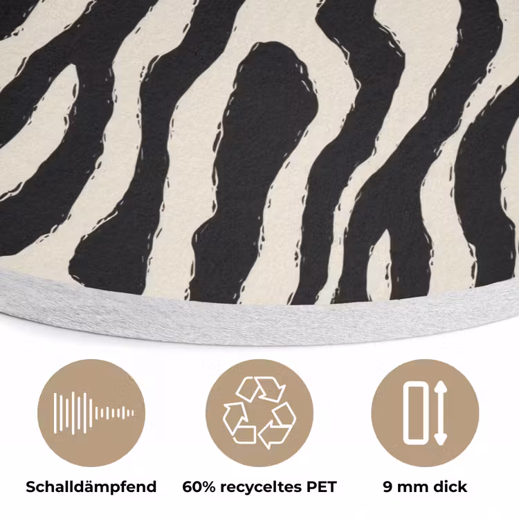 Zebra - Zwart - Abstract Akoestische PET Vilt - Rond klein 838 -closeup_DE