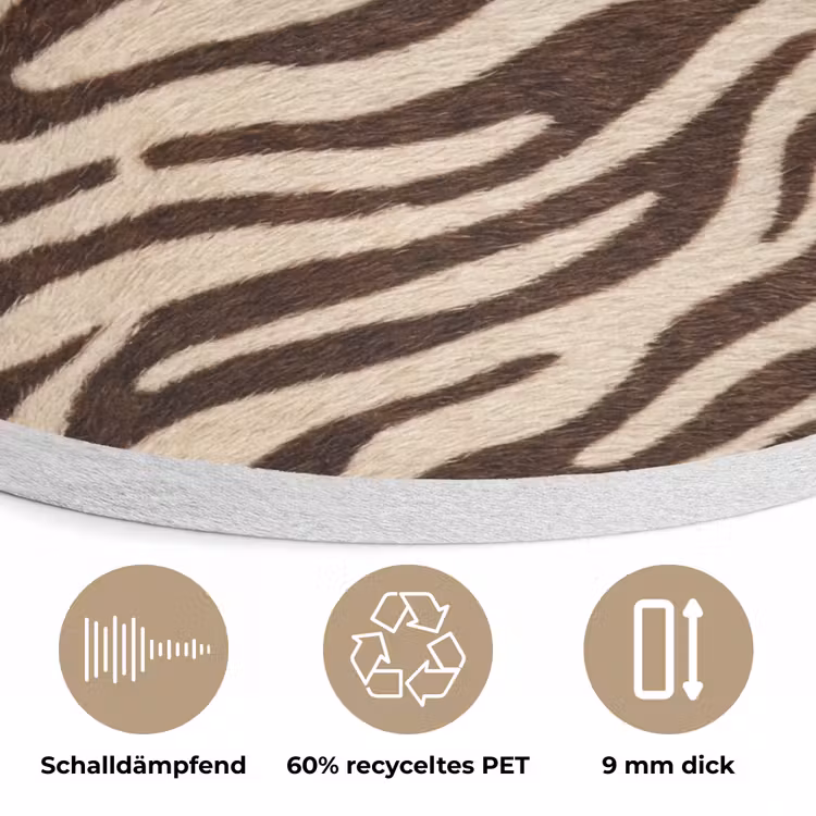 Zebra - Strepen - Bruin Akoestische PET Vilt - Rond klein -closeup_DE