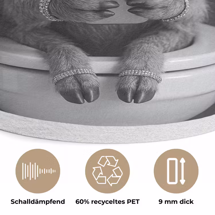 Geit - Telefoon - Toilet - Zwart - Wit Akoestische PET Vilt - Rond klein -closeup_DE