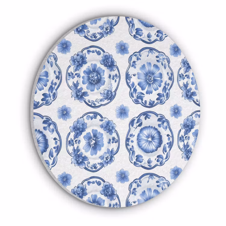 Sierborden - Bloemen - Blauw Akoestische PET Vilt - Rond klein 838 -3d