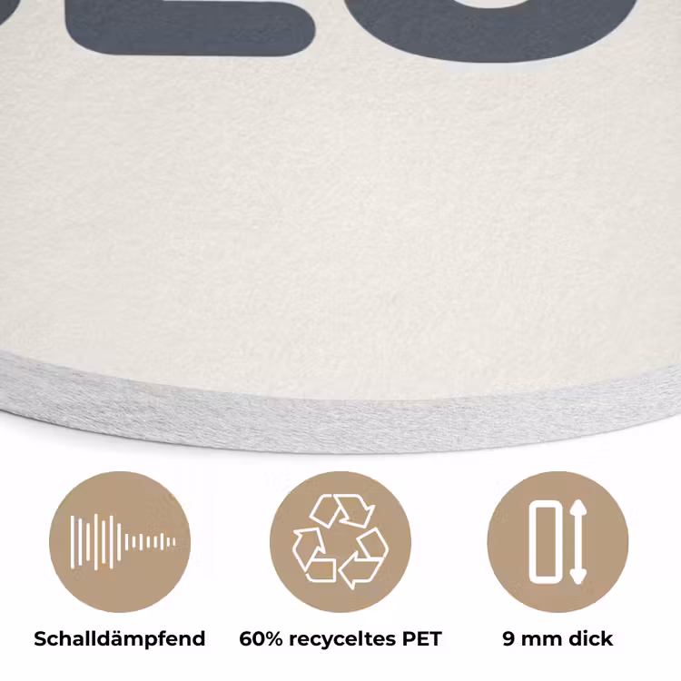 Quote - Grijs - Wit Akoestische PET Vilt - Rond klein -closeup_DE