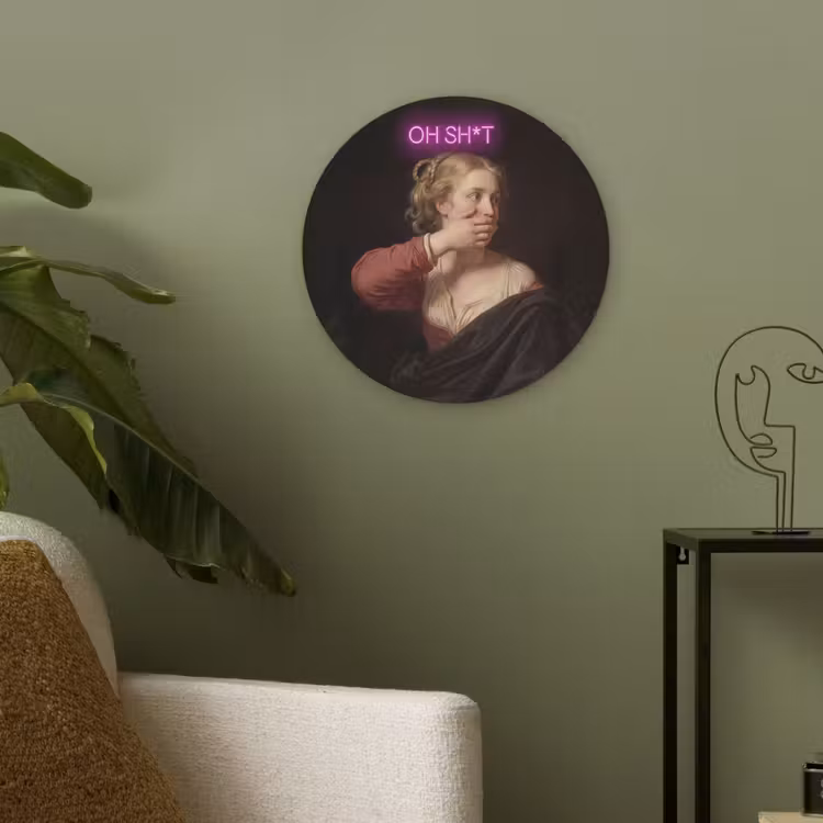 Quote - Neon - vrouw Akoestische PET Vilt - Rond klein -sfeer2