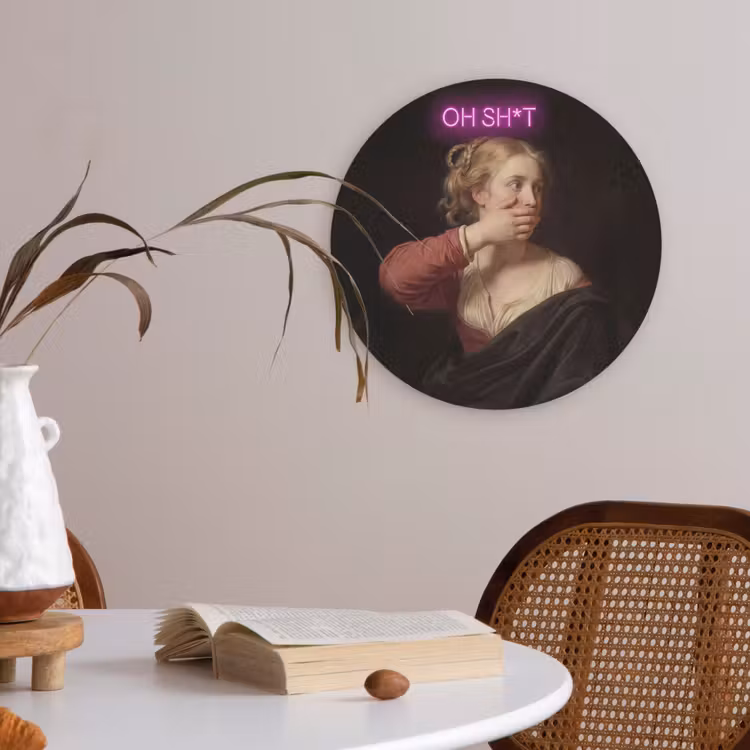 Quote - Neon - vrouw Akoestische PET Vilt - Rond klein -sfeer3