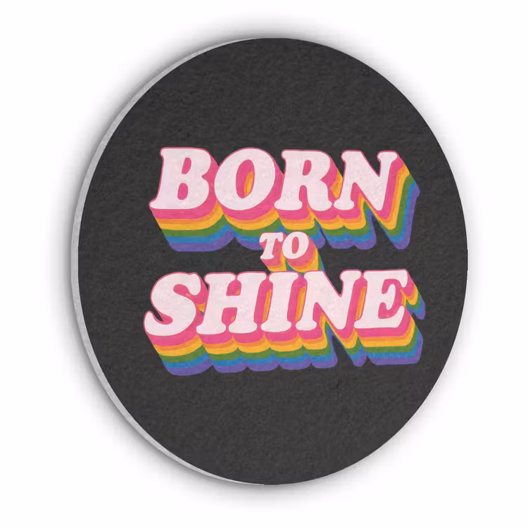 Quote - Regenboog - Roze - Zwart Akoestische PET Vilt - Rond klein -3d
