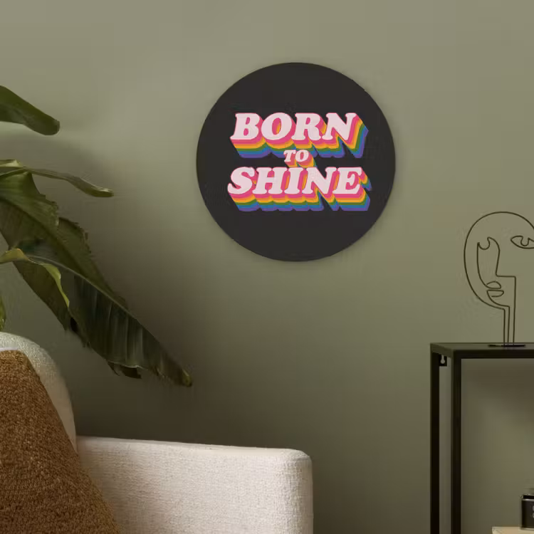 Quote - Regenboog - Roze - Zwart Akoestische PET Vilt - Rond klein -sfeer2