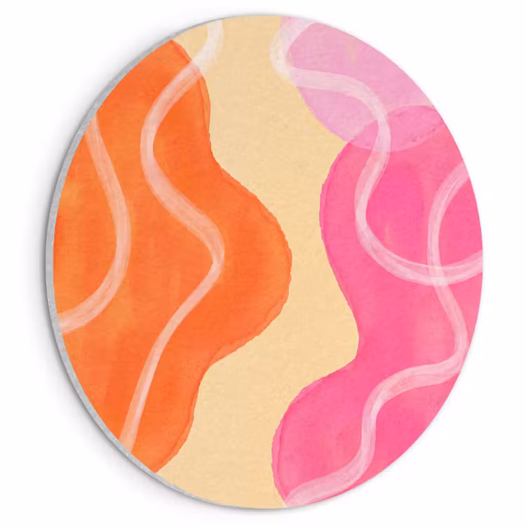 Abstract - Aquarel - Organisch - Oranje - Roze Akoestische PET Vilt - Rond klein -3d