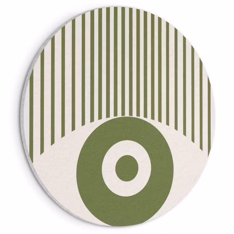 Abstract - Oog - Strepen - Modern - Groen Akoestische PET Vilt - Rond klein -3d