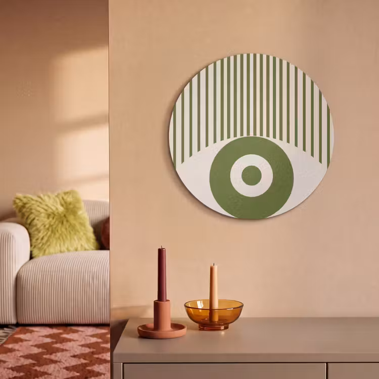 Abstract - Oog - Strepen - Modern - Groen Akoestische PET Vilt - Rond klein -sfeer1