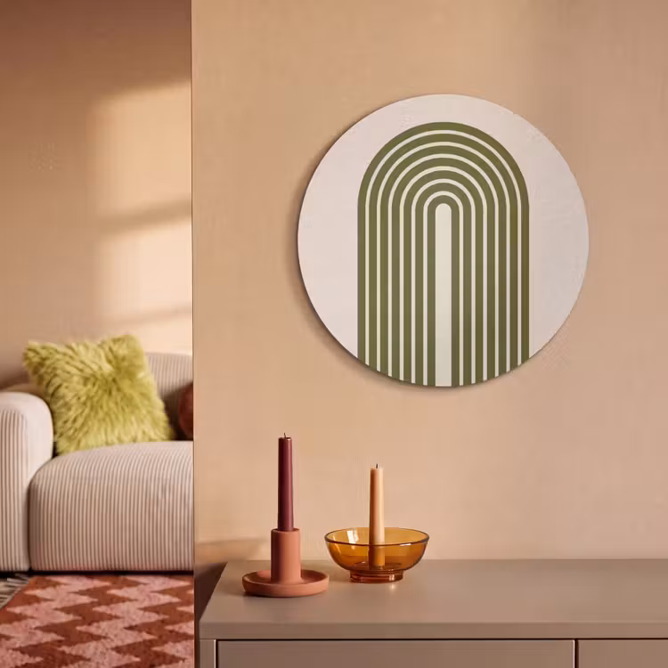 Abstract - Bogen - Modern - Groen - Kunst Akoestische PET Vilt - Rond klein -sfeer1