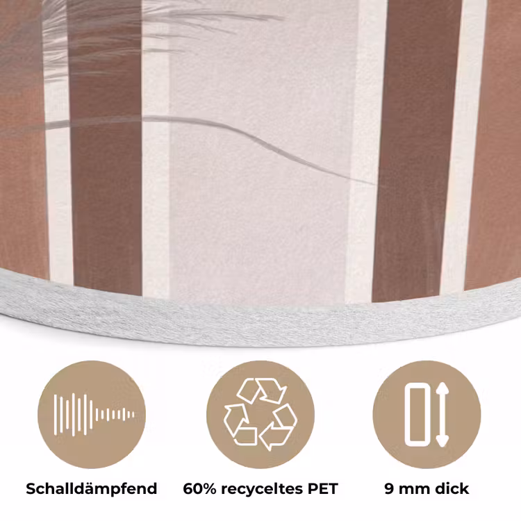 Abstract - Bogen - Plant - Boho - Beige Akoestische PET Vilt - Rond klein -closeup_DE