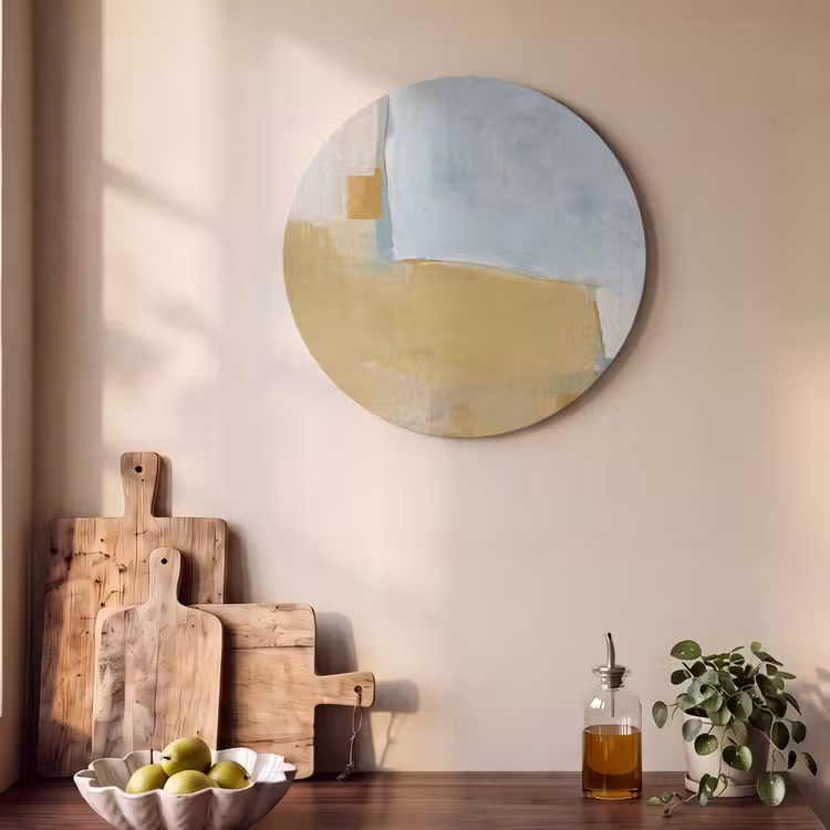 Abstract - Kleuren - Kunst - Modern - Blauw Akoestische PET Vilt - Rond klein -sfeer2