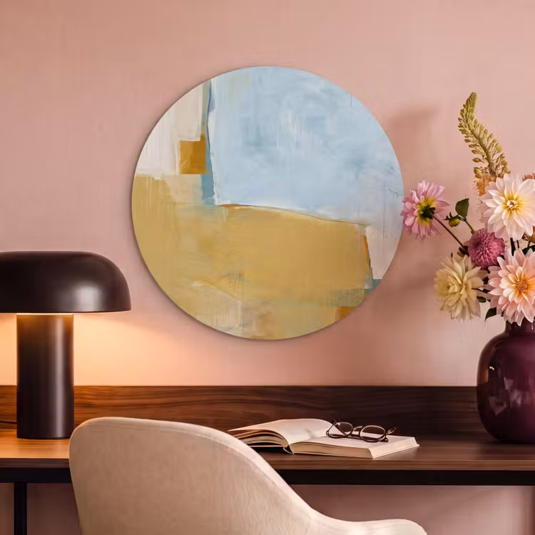 Abstract - Kleuren - Kunst - Modern - Blauw Akoestische PET Vilt - Rond klein -sfeer3