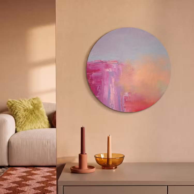 Abstract - Kleuren - Modern - Roze Akoestische PET Vilt - Rond klein -sfeer1
