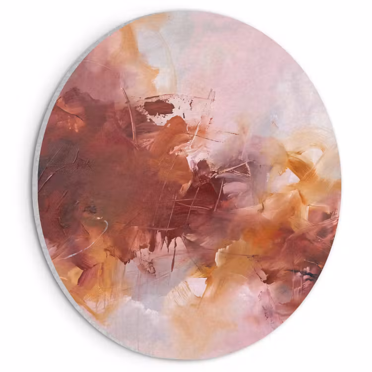 Abstract - Kleurrijk - Kunst - Modern - Roze-Rood Akoestische PET Vilt - Rond klein -3d