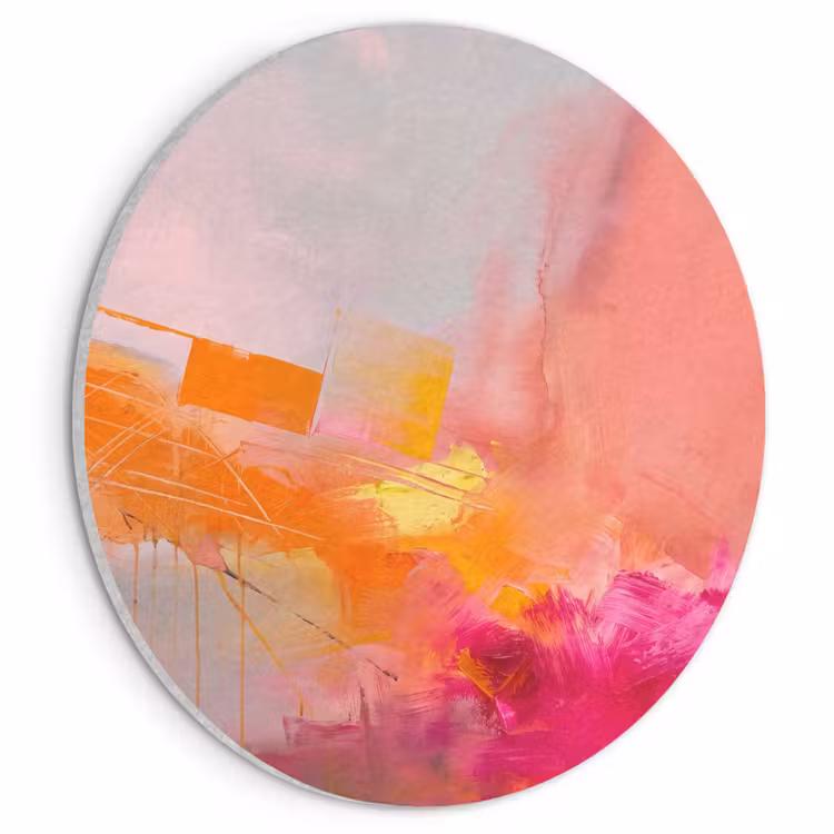 Abstract - Kleurrijk - Modern - Roze Akoestische PET Vilt - Rond klein -3d