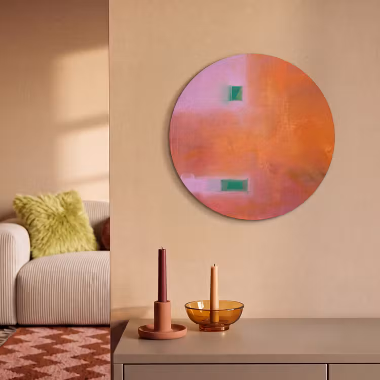 Abstract - Vlakken - Kunst - Modern - Oranje Akoestische PET Vilt - Rond klein -sfeer1