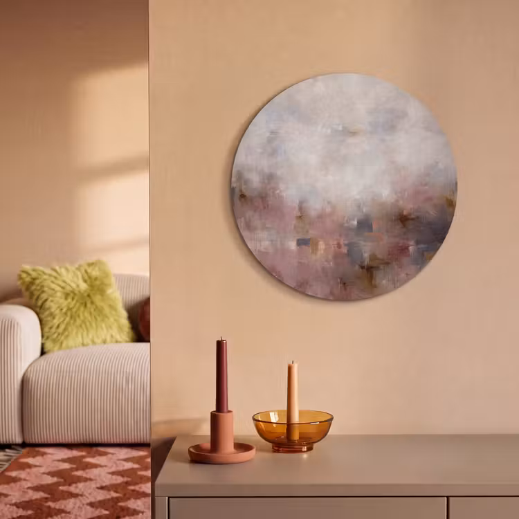 Abstract - Vloeiend - Kunst - Modern - Beige Akoestische PET Vilt - Rond klein -sfeer1