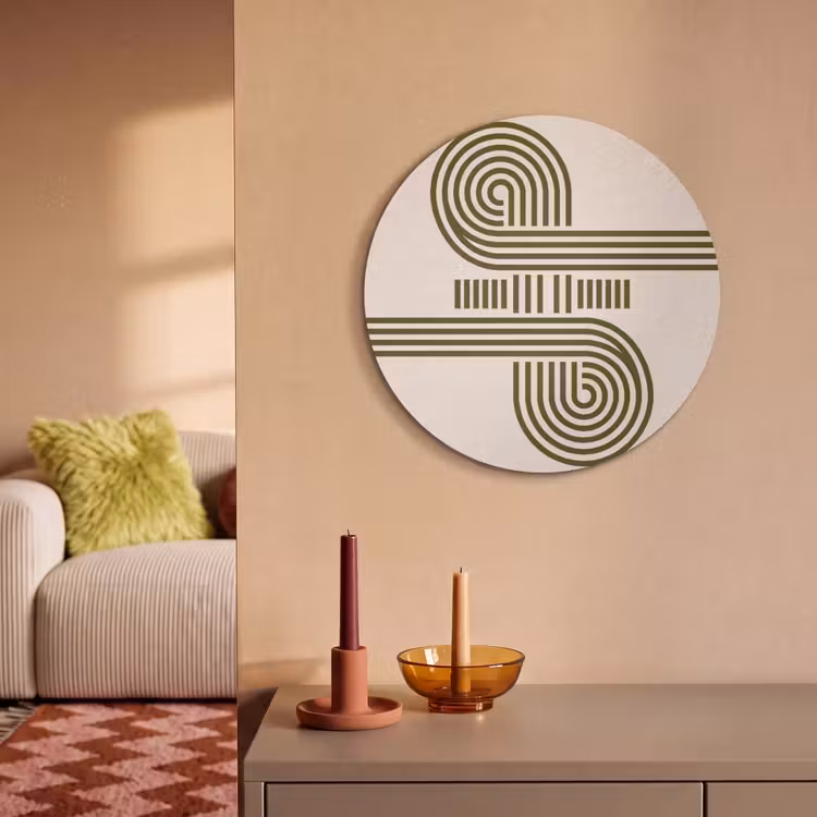 Abstract - Vormen - Modern - Groen Akoestische PET Vilt - Rond klein -sfeer1