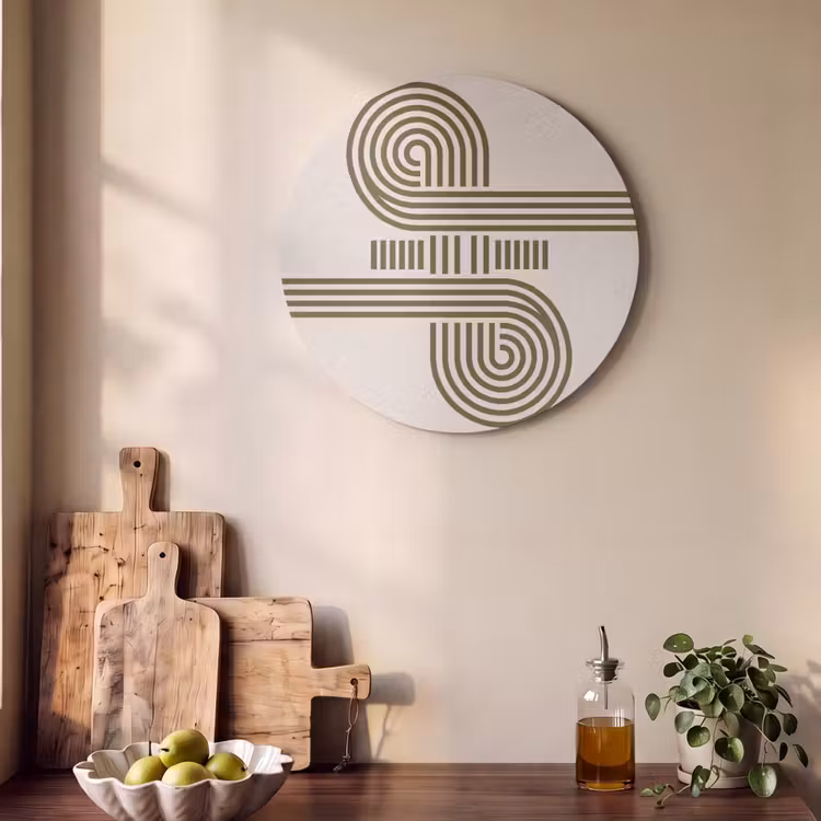Abstract - Vormen - Modern - Groen Akoestische PET Vilt - Rond klein -sfeer2