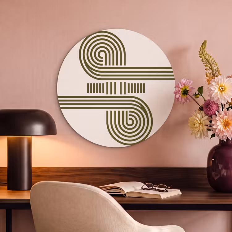 Abstract - Vormen - Modern - Groen Akoestische PET Vilt - Rond klein -sfeer3