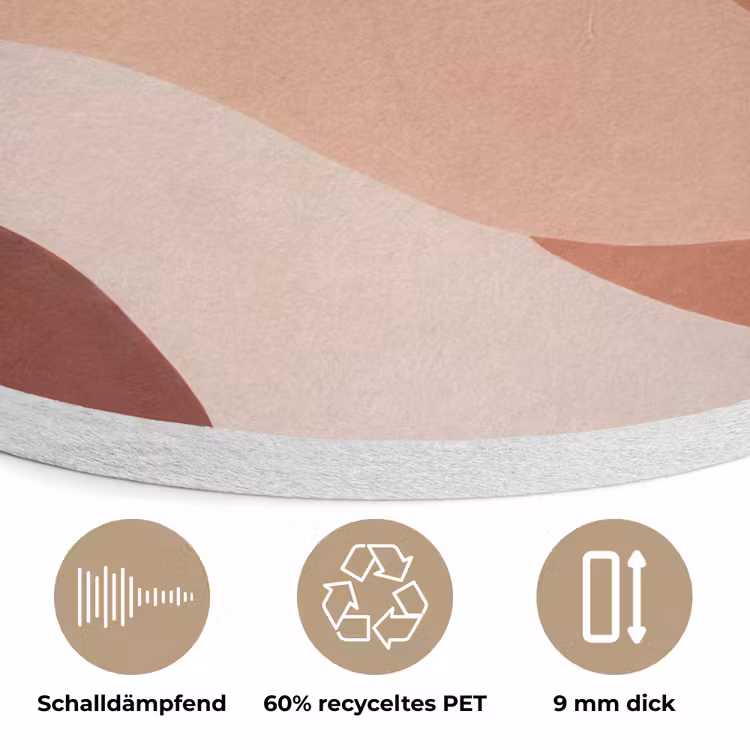 Abstract - Vormen - Organisch - Aardetinten - Modern Akoestische PET Vilt - Rond klein -closeup_DE