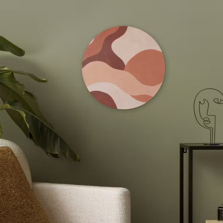 Abstract - Vormen - Organisch - Aardetinten - Modern Akoestische PET Vilt - Rond klein -sfeer2