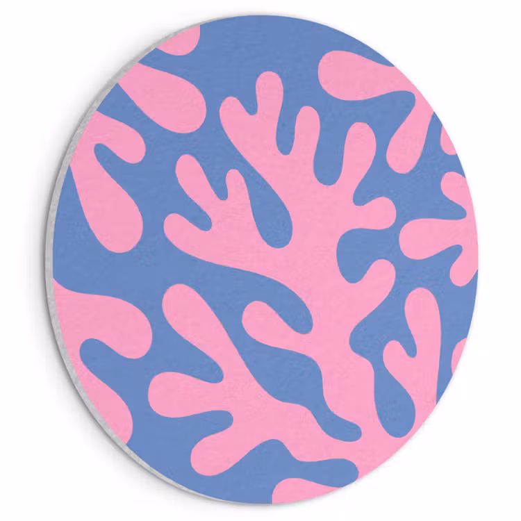 Abstract - Vormen - Roze - Blauw Akoestische PET Vilt - Rond klein -3d