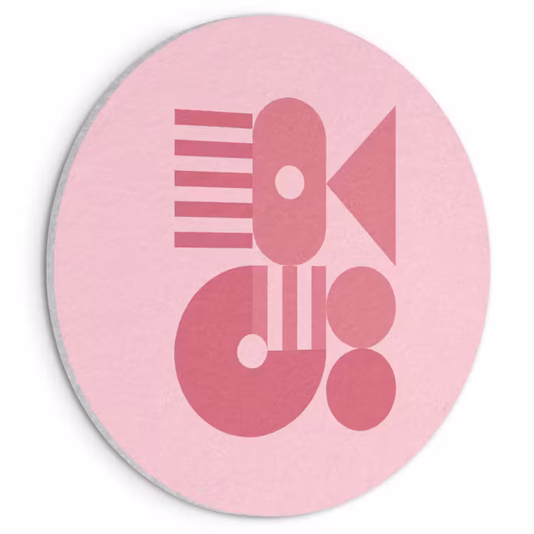 Abstract - Geometrisch - Vormen - Roze Akoestische PET Vilt - Rond klein -3d
