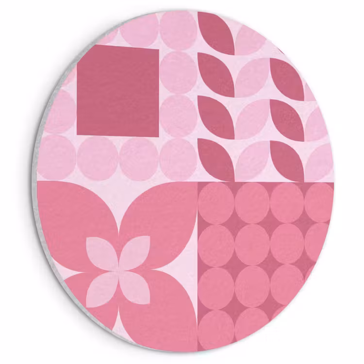 Abstract - Geometrisch - Patroon - Modern - Roze Akoestische PET Vilt - Rond klein -3d