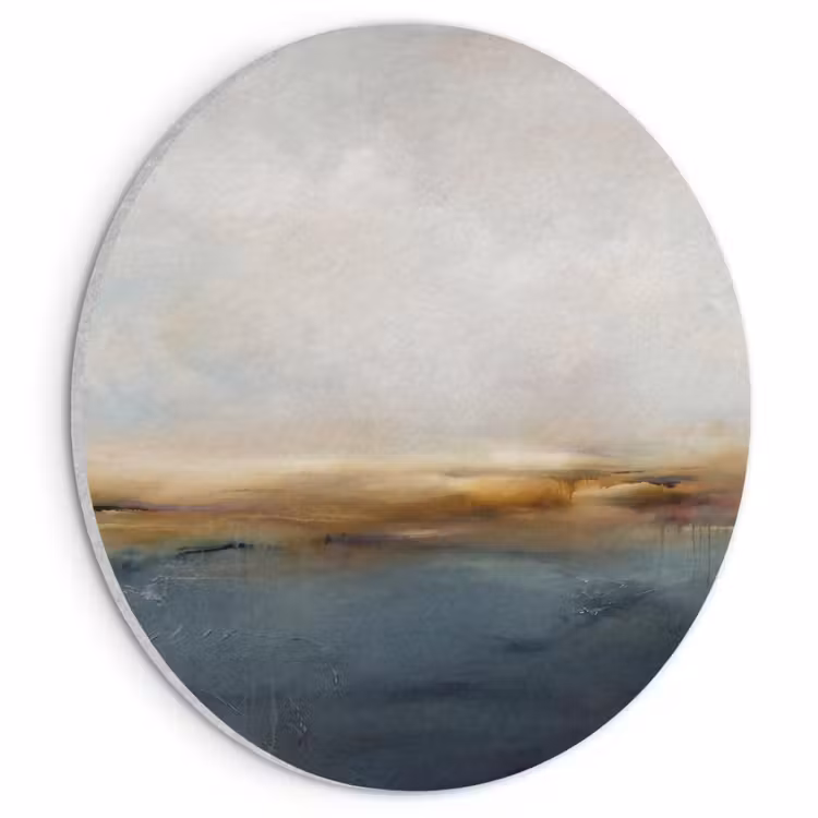 Abstract - Horizon - Water - Modern - Beige Akoestische PET Vilt - Rond klein -3d
