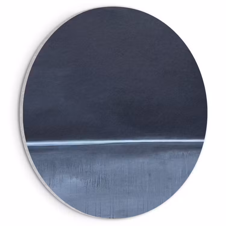 Abstract - Horizontale lijn - Minimalistisch - Donkerblauw - Kunst Akoestische PET Vilt - Rond klein -3d