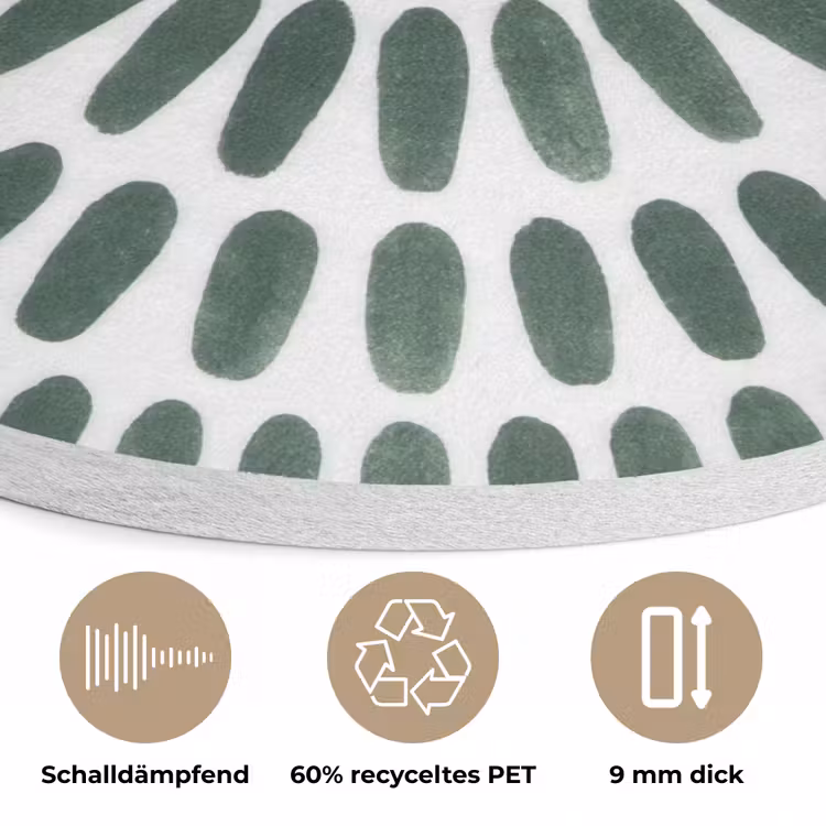 Abstract - Cirkel - Patroon - Modern - Groen Akoestische PET Vilt - Rond klein -closeup_DE