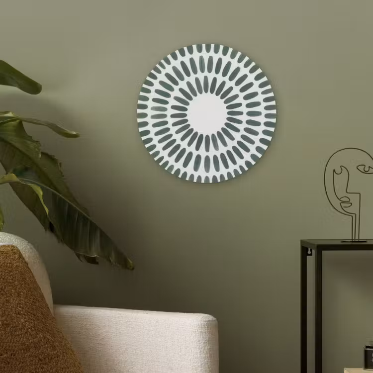 Abstract - Cirkel - Patroon - Modern - Groen Akoestische PET Vilt - Rond klein -sfeer2
