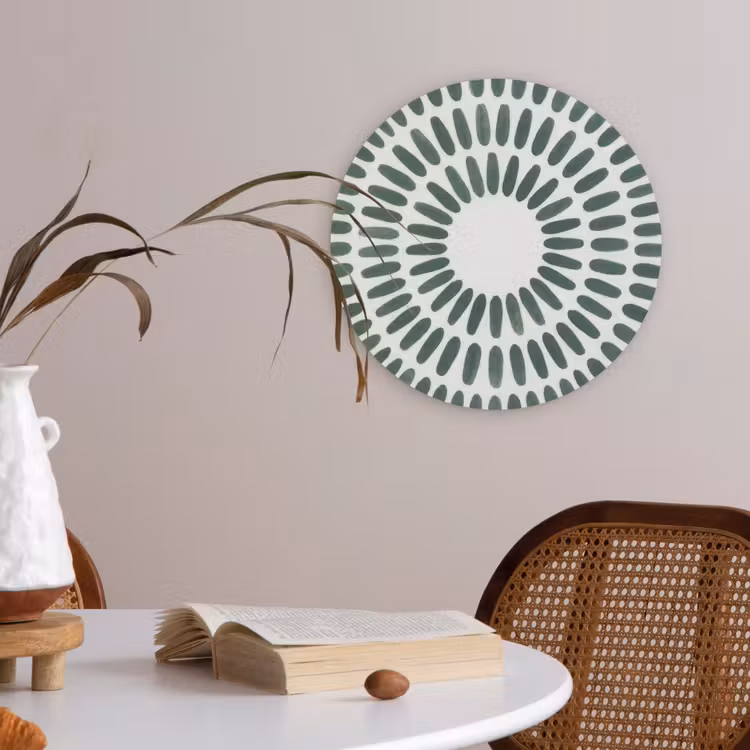 Abstract - Cirkel - Patroon - Modern - Groen Akoestische PET Vilt - Rond klein -sfeer3