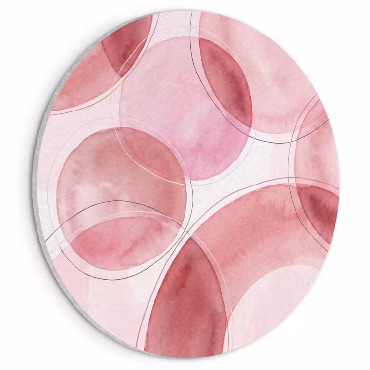 Abstract - Cirkels - Modern - Roze - Kunst Akoestische PET Vilt - Rond klein -3d
