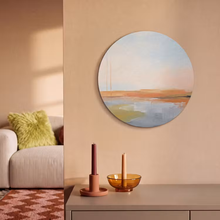 Abstract - Landschap - Horizon - Modern - Kleurrijk Akoestische PET Vilt - Rond klein -sfeer1